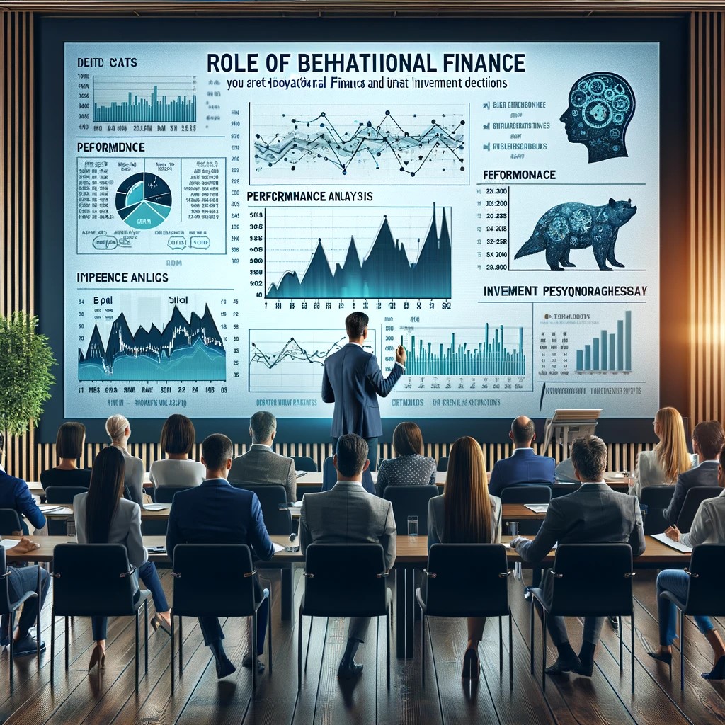 DALL·E 2024-05-29 18.14.41 - An image of a conference room where a financial expert is giving a presentation on the role of behavioral finance in investment decisions. The present